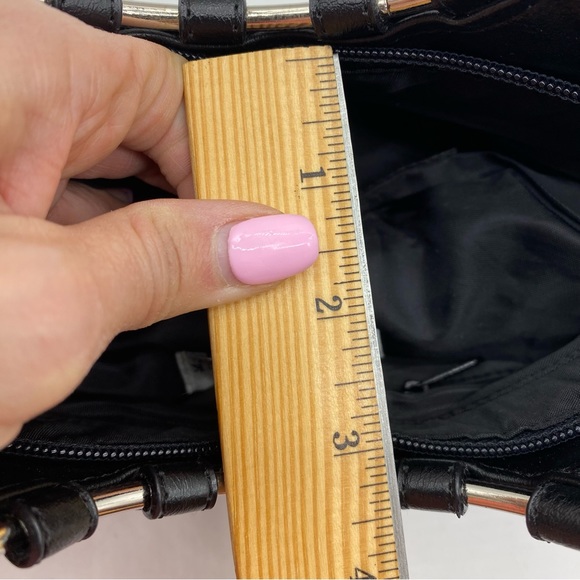 WHBM Black Faux Leather Zipper Handbag - Picture 9 of 11